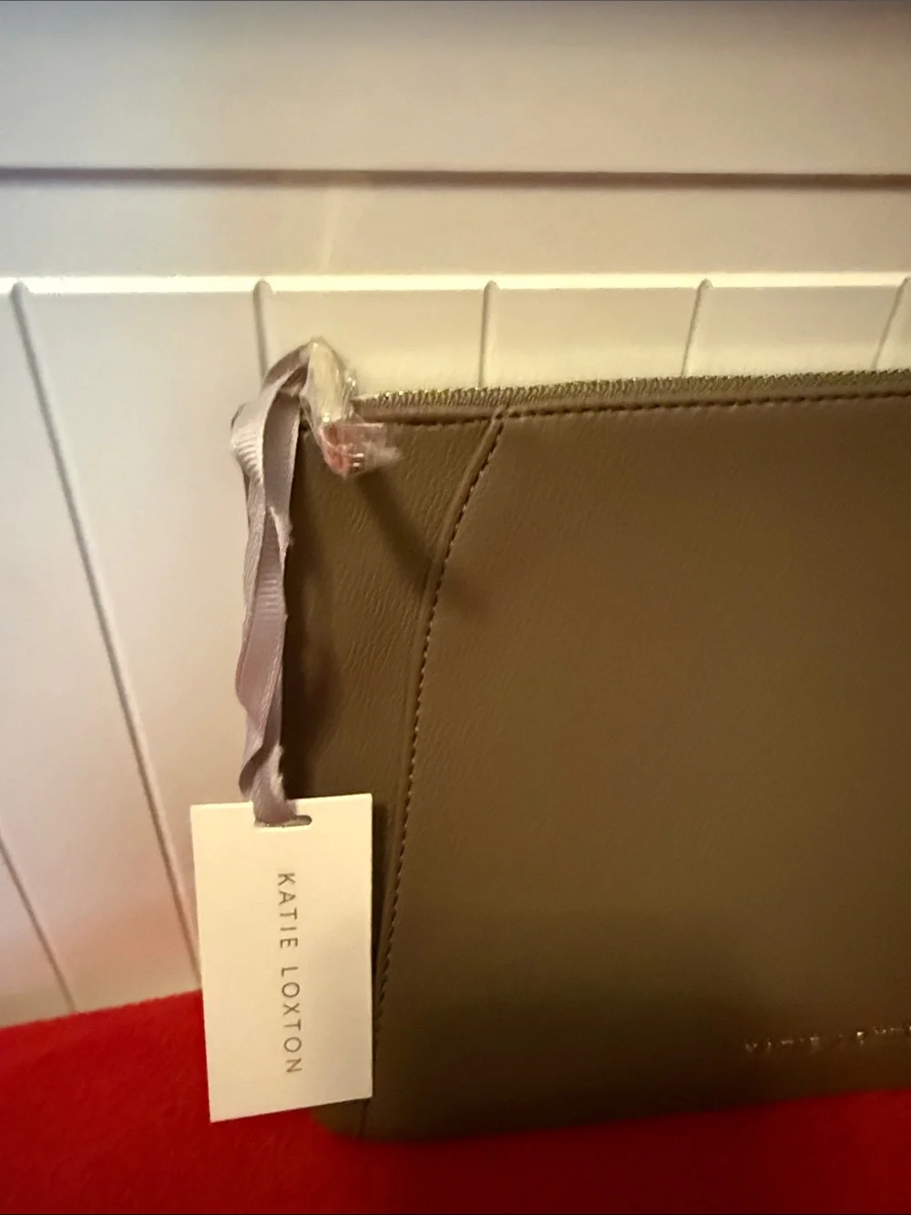 Katie Loxton Clutch Pouch Mocha Vegan Leather